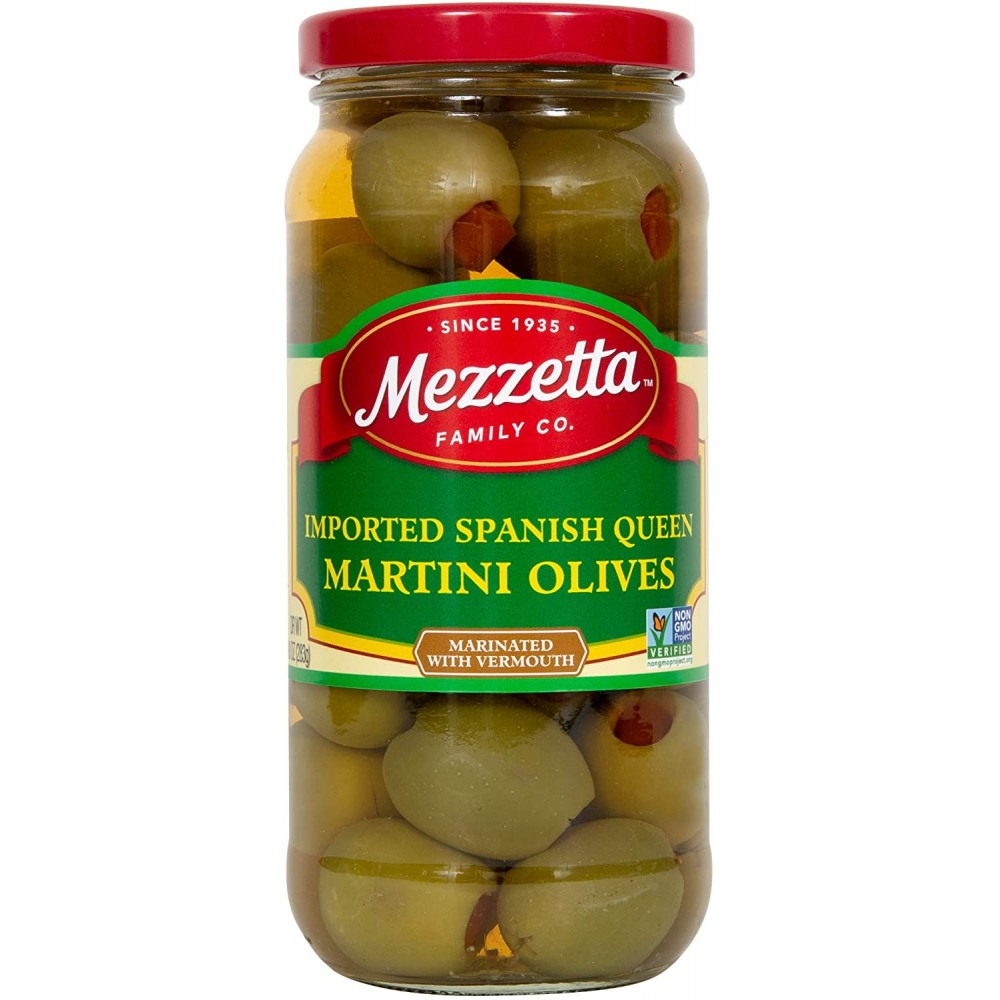 Mezzetta Spanish Queen Martini Olives Marinated Dry Vermouth (6x10Oz)