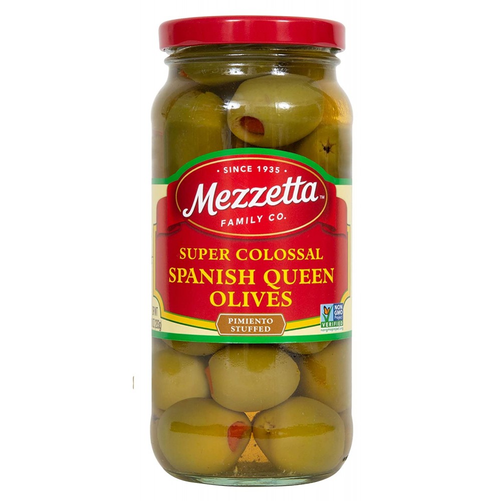 Mezzetta Spanish Colossal Queen Olives With Minced Pimento (6x10Oz)