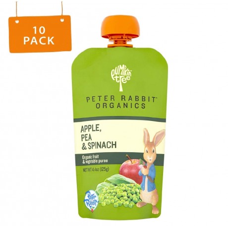 Peter Rabbit Organics Pea, Spinach & Apple Snack (10x4.4 Oz)