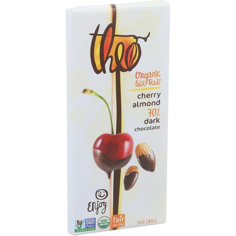 Theo Chocolate Dark Chocolate Cherry & Almond Bar (12x3Oz)