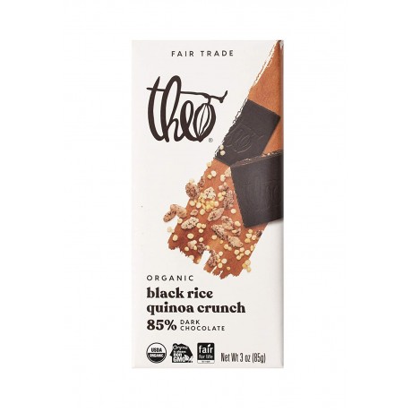 Theo Black Rice Quinoa Crunch 85% Dark Chocolate (12x3 OZ)