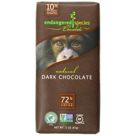 Endangered Species Smooth Dark Chocolate Bar Chimpanzee (12x3 Oz)