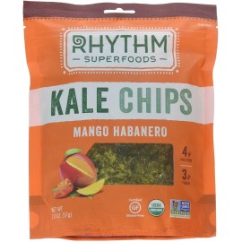 Rhythm Kale Chips, 95+% Organic, Mango Habanero (12x2Oz)